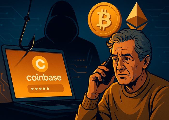 Golpe com site falso da Coinbase rouba US$ 2 mi