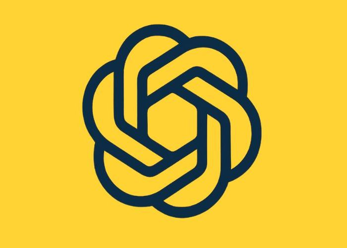 Ilustração vetorial do logotipo do ChatGPT centralizado sobre fundo amarelo vibrante.